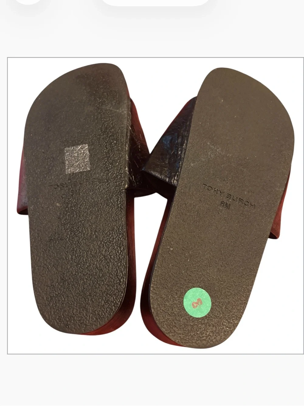 TORY BURCH Woven Double T Slide Leather Sandals Size 8